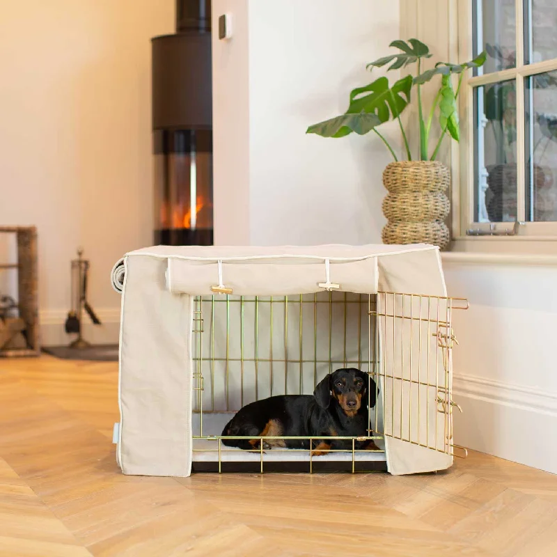 Gold Dog Crate with Crate Cover in Savanna Oatmeal by Lords & Labradors