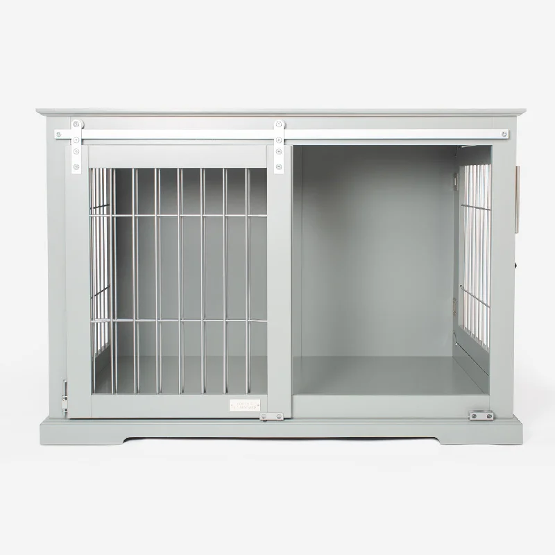 Wooden Sliding Door Dog Crate in Grey by Lords & Labradors