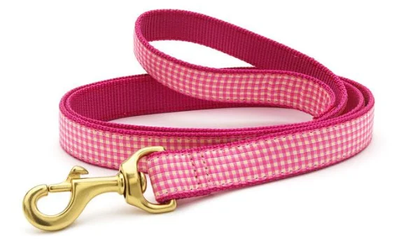 Pink Gingham Dog Lead