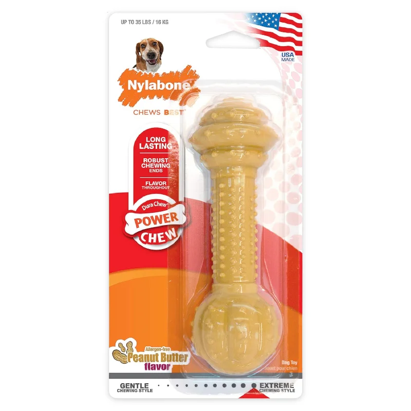 Dog Chewing Toy - POWER CHEW - Barbell (Peanut Butter Flavor)