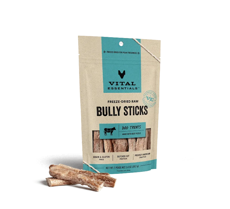 Vital Essentials Freeze Dried Beef Bully Sticks Dog Treats, 1.4oz